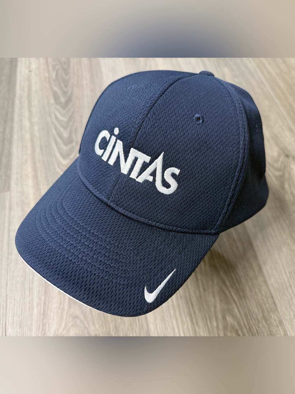 NWT Nike Cintas Embroidered Hat Cap L/XL Dri Fit Swoosh Flex Club Cap Navy Blue